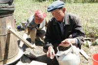 出来立ての牛乳酒はまず土地の神に捧げられる。